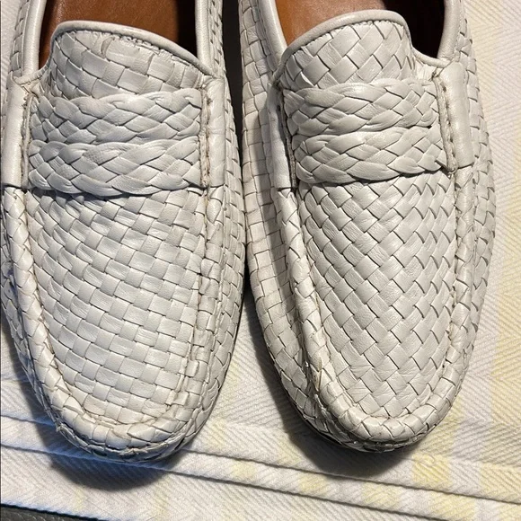 Bruno Magli Woven White Leather Penny Loafers size 7.5 fit like an 8.5 women’s - Picture 3 of 8